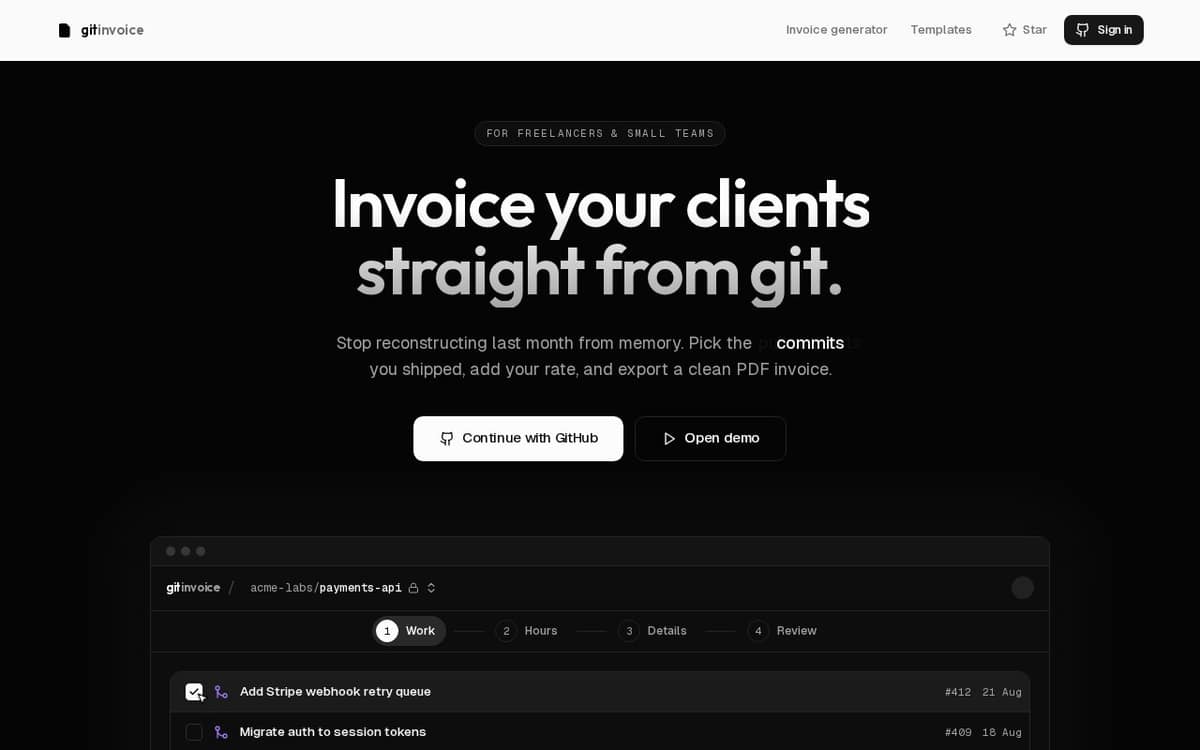 Git Invoice preview